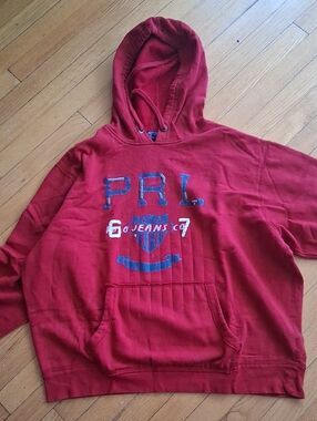 Ralph Lauren Red Crewneck Hooded Sweatshirt with PRL Graphic